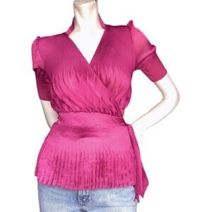 Diane Von Furstenberg Pink Wrap Blouse with Mandarin Collar
